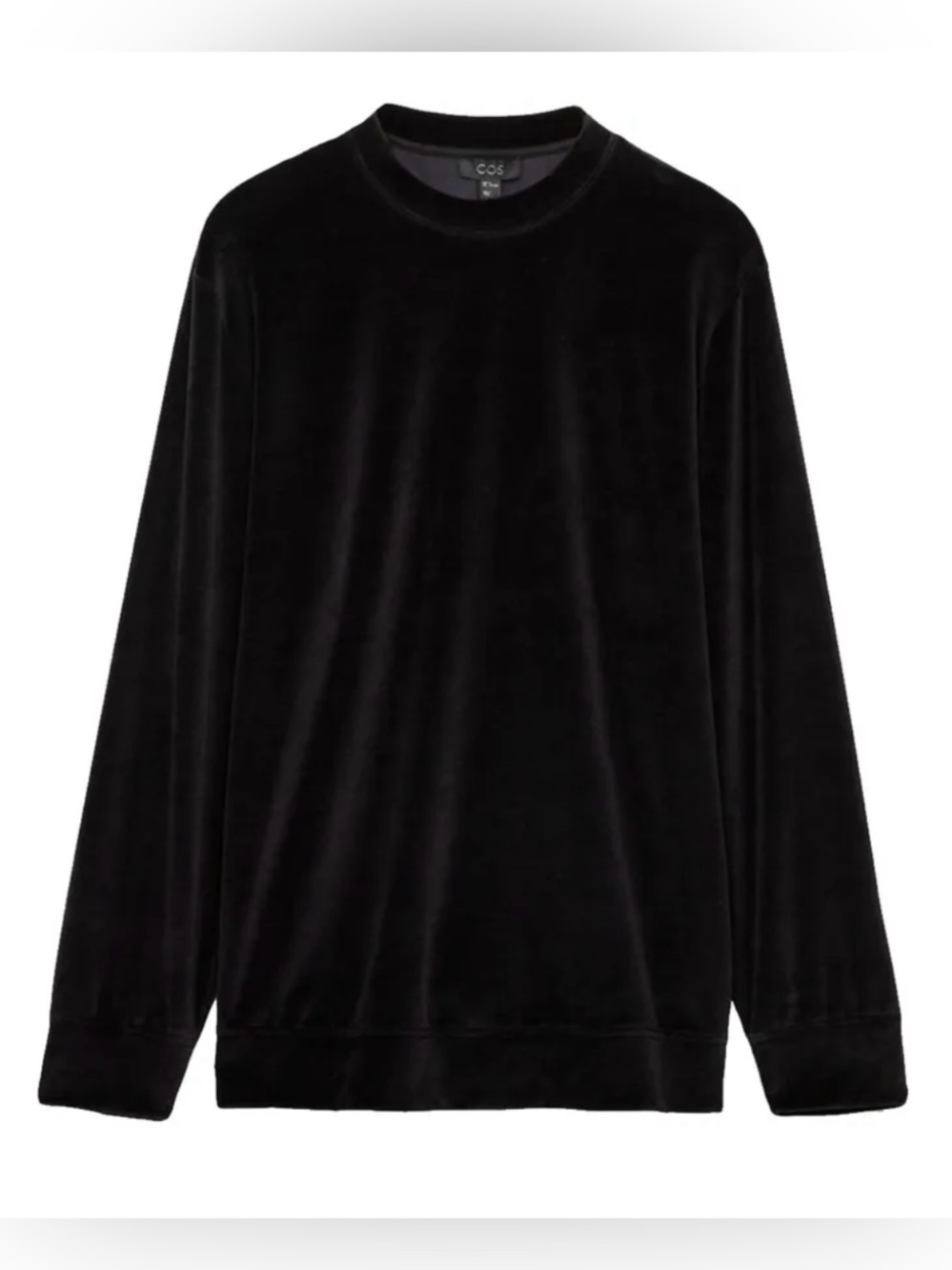 COS Velvet Jersey Oversized Black Sweatshirt Men Size M quiet luxury long sleeve